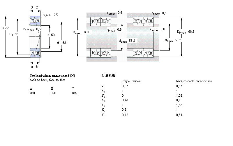 SKF ǽ|S, , DB, contact angle 25°71910DB/P7ӱD