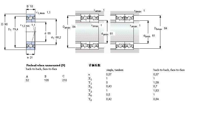 SKF ǽ|S, , S .. DB, sealed, contact angle 25°S7011DB/P7ӱD