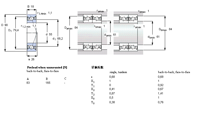 SKF ǽ|S, , S .. FB, sealed, contact angle 18°S7011FB/P7ӱD