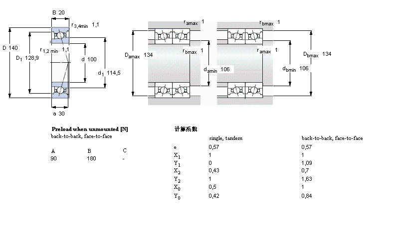 SKF ǽ|S, , C .. DB, contact angle 25°, hybridC71920DB/P7ӱD