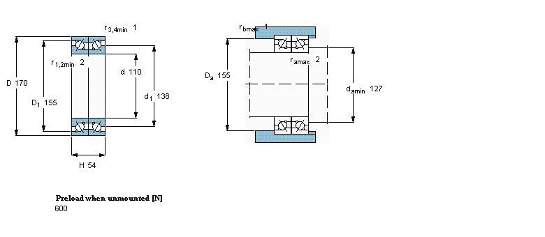 SKF p, ,߾S, BTM .. A design, 30°, hybrid, preload BBTM110A/HCP4CDBBӱD