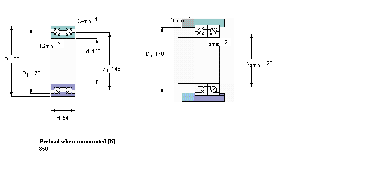 SKF p, ,߾S, BTM .. A design, 30°, preload BBTM120A/P4CDBBӱD